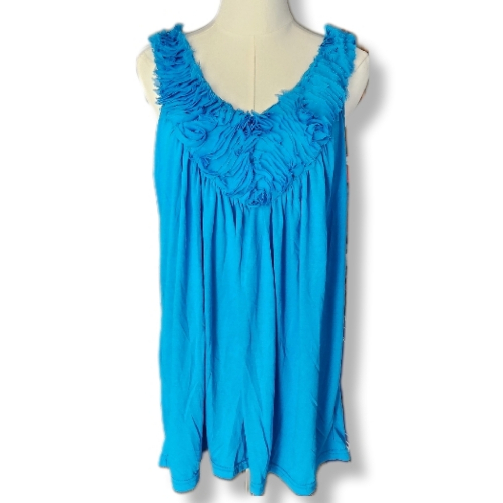 Lane Bryant 14/16 Vibrant Blue Floral Ribbon Detail Sleeveless Top 14/16
